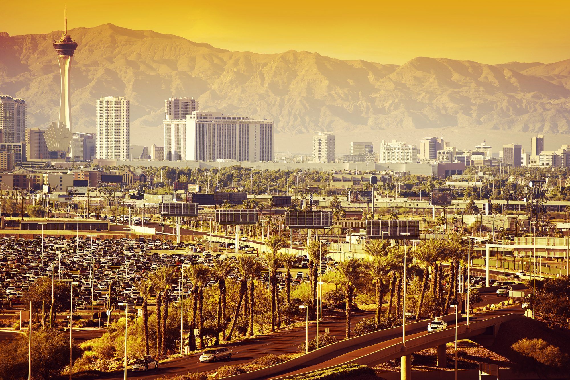 Las Vegas Nevada Cityscape in One Hot Summer Day. Non Gambling Things to do in Vegas
