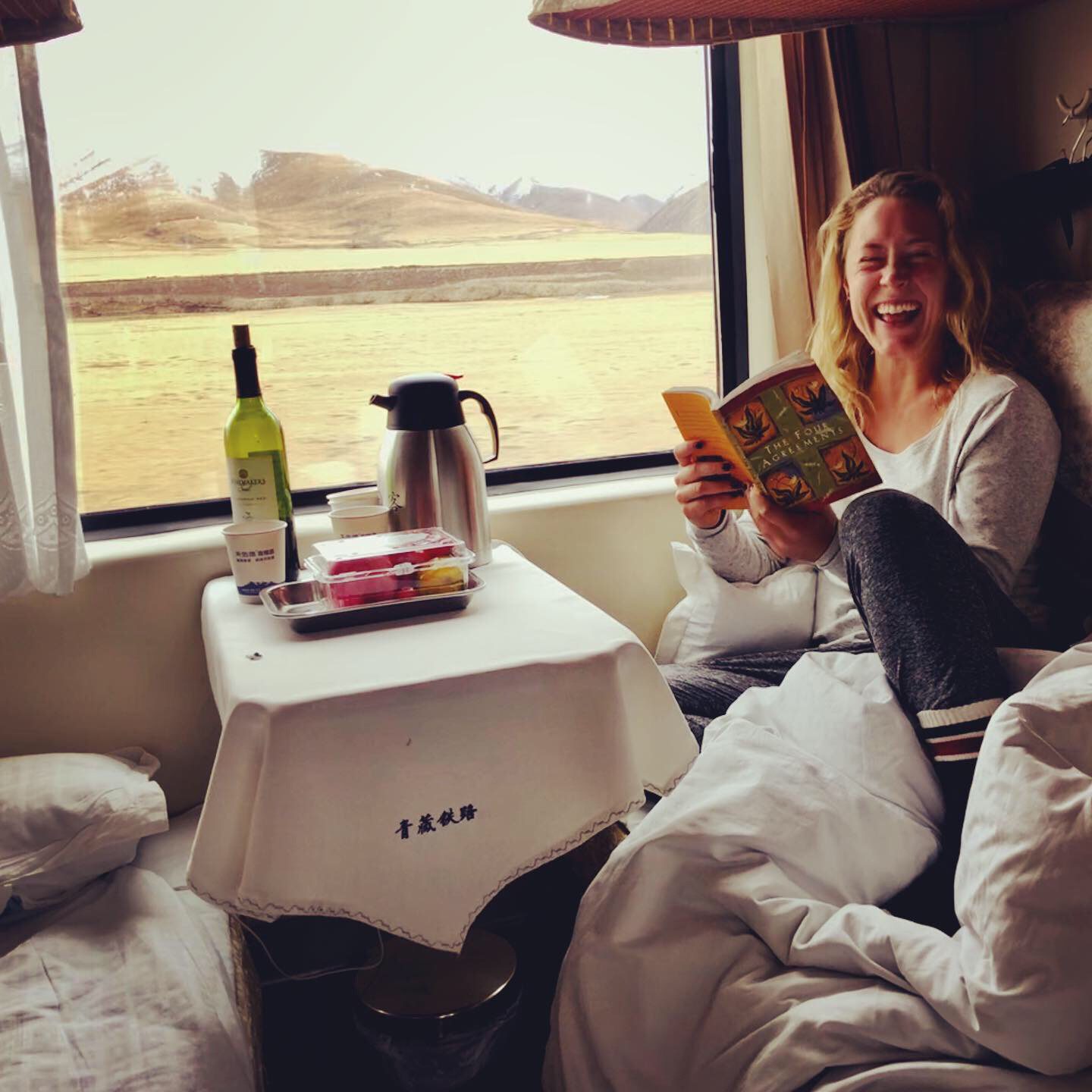 Me in the 24 hour train to Lhasa, Tibet